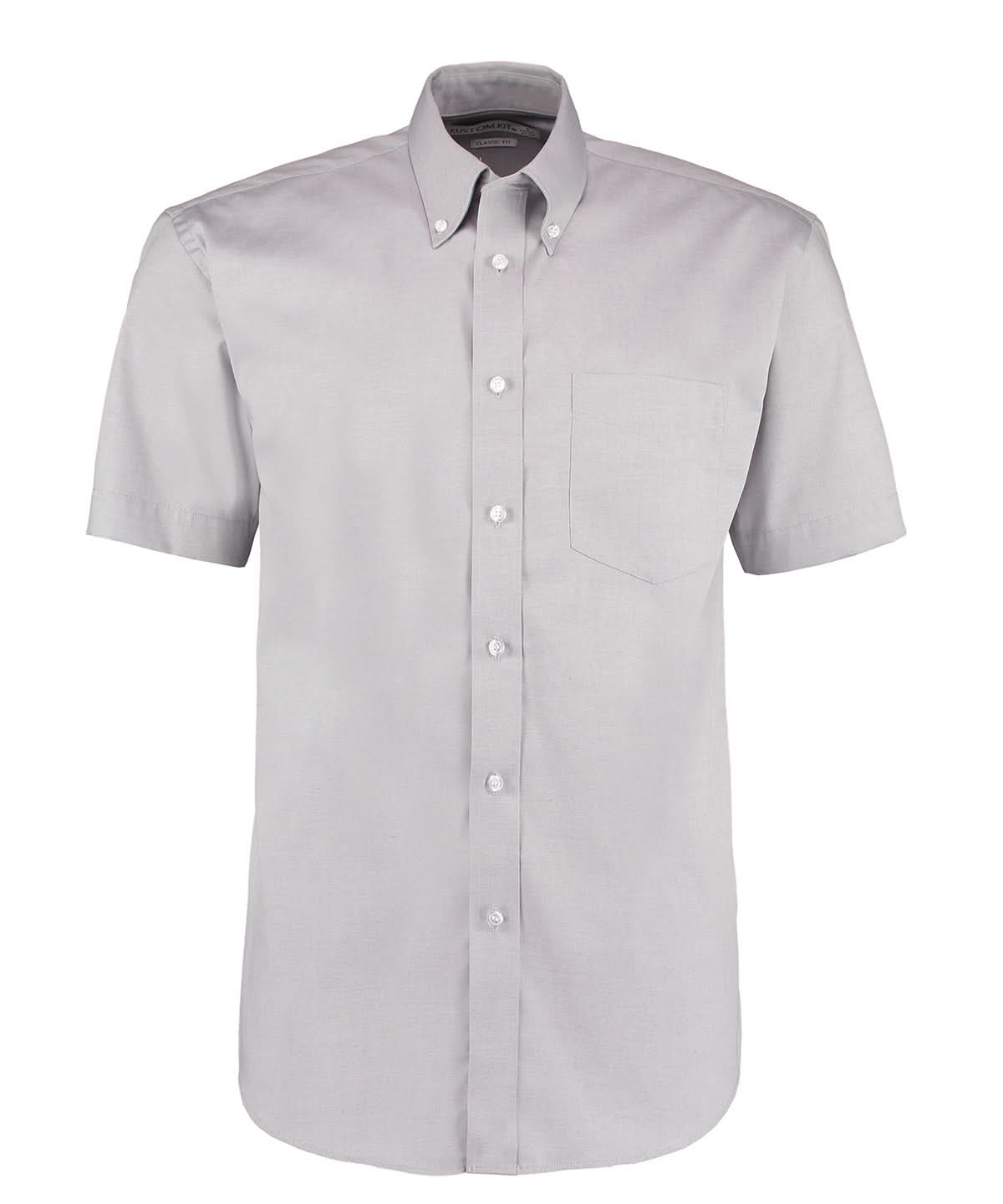 Kustom Kit Corporate Oxford shirt short sleeved classic fit Silver Grey KK109 - Silver Grey - Customisable Shirts