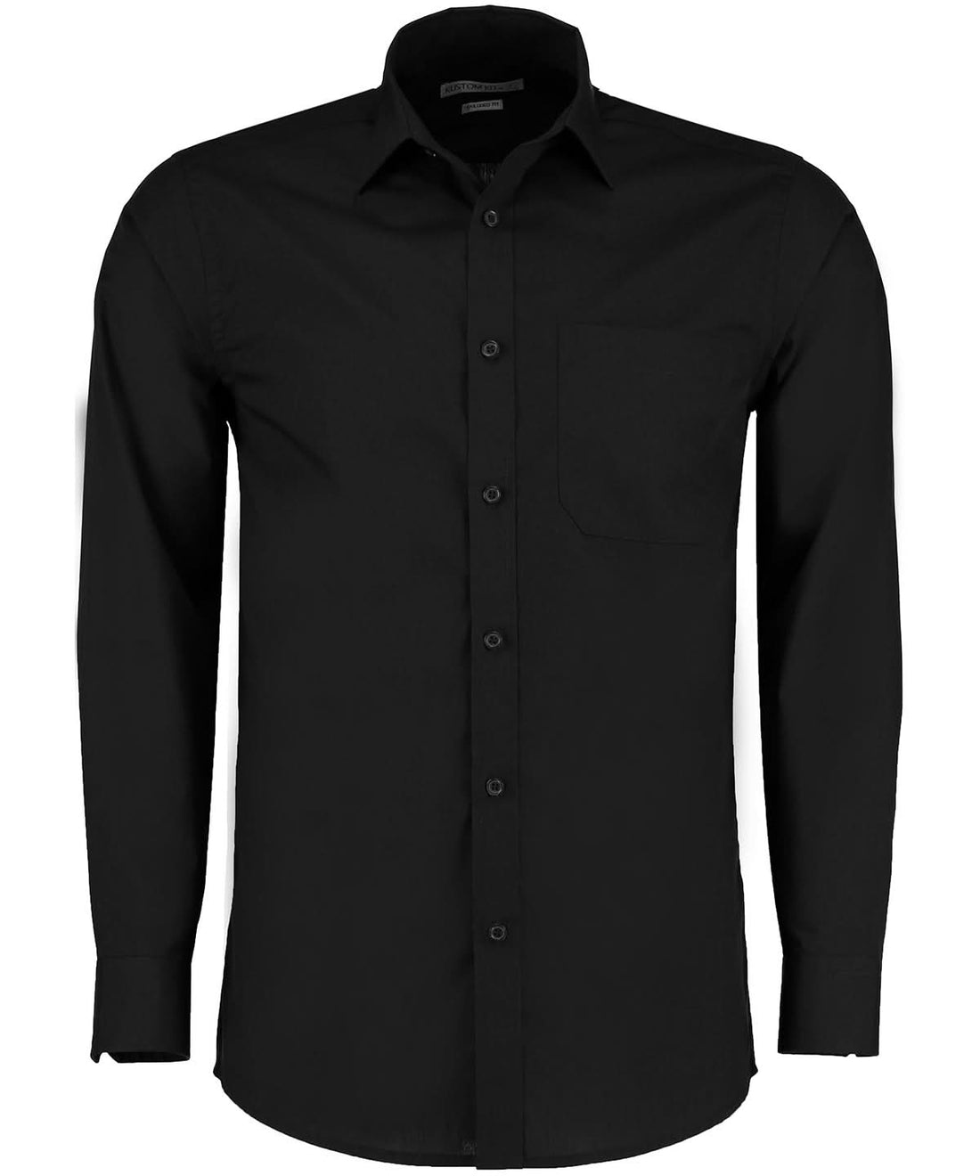 Kustom Kit Poplin shirt long sleeved tailored fit KK142 - Black - Customisable Shirts