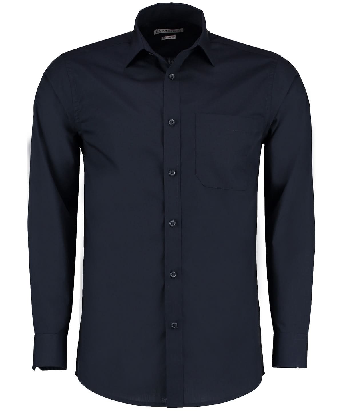Kustom Kit Poplin shirt long sleeved tailored fit KK142 - Dark Navy - Customisable Shirts