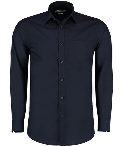 Kustom Kit Poplin shirt long sleeved tailored fit KK142 - Dark Navy - Customisable Shirts