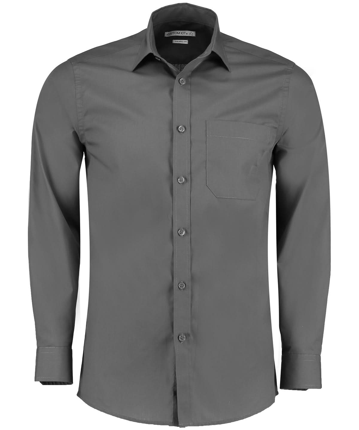 Kustom Kit Poplin shirt long sleeved tailored fit KK142 - Graphite - Customisable Shirts
