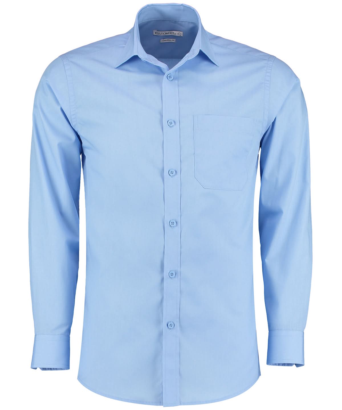 Kustom Kit Poplin shirt long sleeved tailored fit KK142 - Light Blue - Customisable Shirts