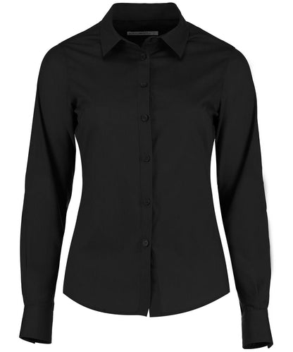 Kustom Kit Womens poplin shirt long sleeve KK242 - Black - Customisable Shirts