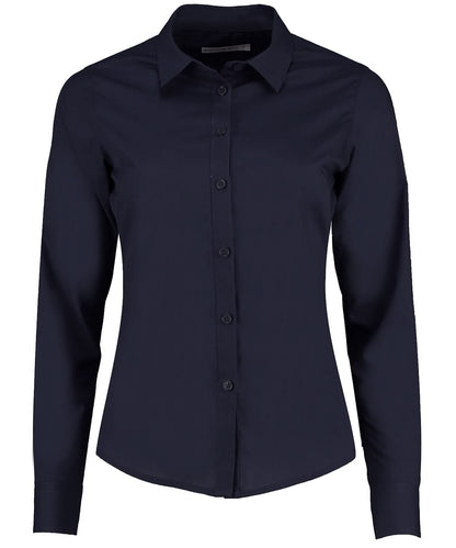 Kustom Kit Womens poplin shirt long sleeve KK242 - Dark Navy - Customisable Shirts