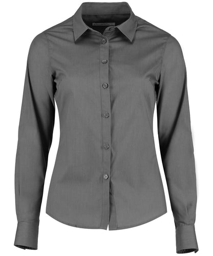 Kustom Kit Womens poplin shirt long sleeve KK242 - Graphite - Customisable Shirts