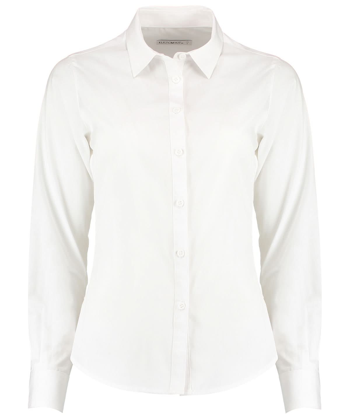 Kustom Kit Womens poplin shirt long sleeve KK242 - White - Customisable Shirts