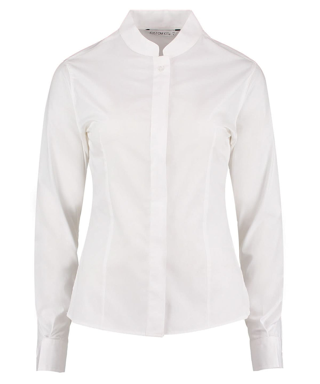 Kustom Kit Womens mandarin collar shirt long sleeved tailored fit KK261 - White - Customisable Shirts