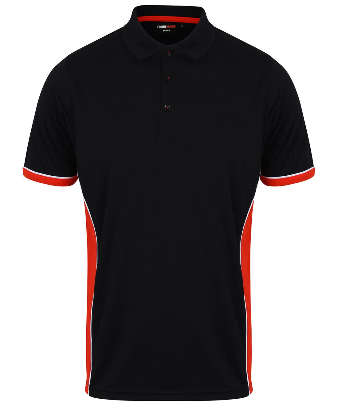 Finden &amp; Hales Finden Hales Panel polo LV355 - Black Red White - Customisable Polos