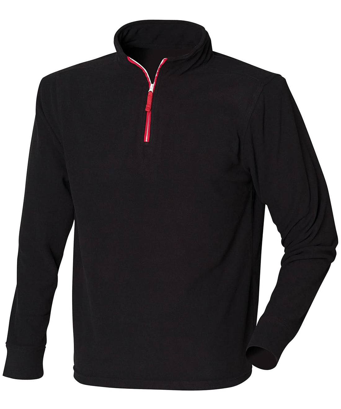 Finden &amp; Hales zip long sleeve fleece piped LV570 - Black Red White - Customisable Fleece