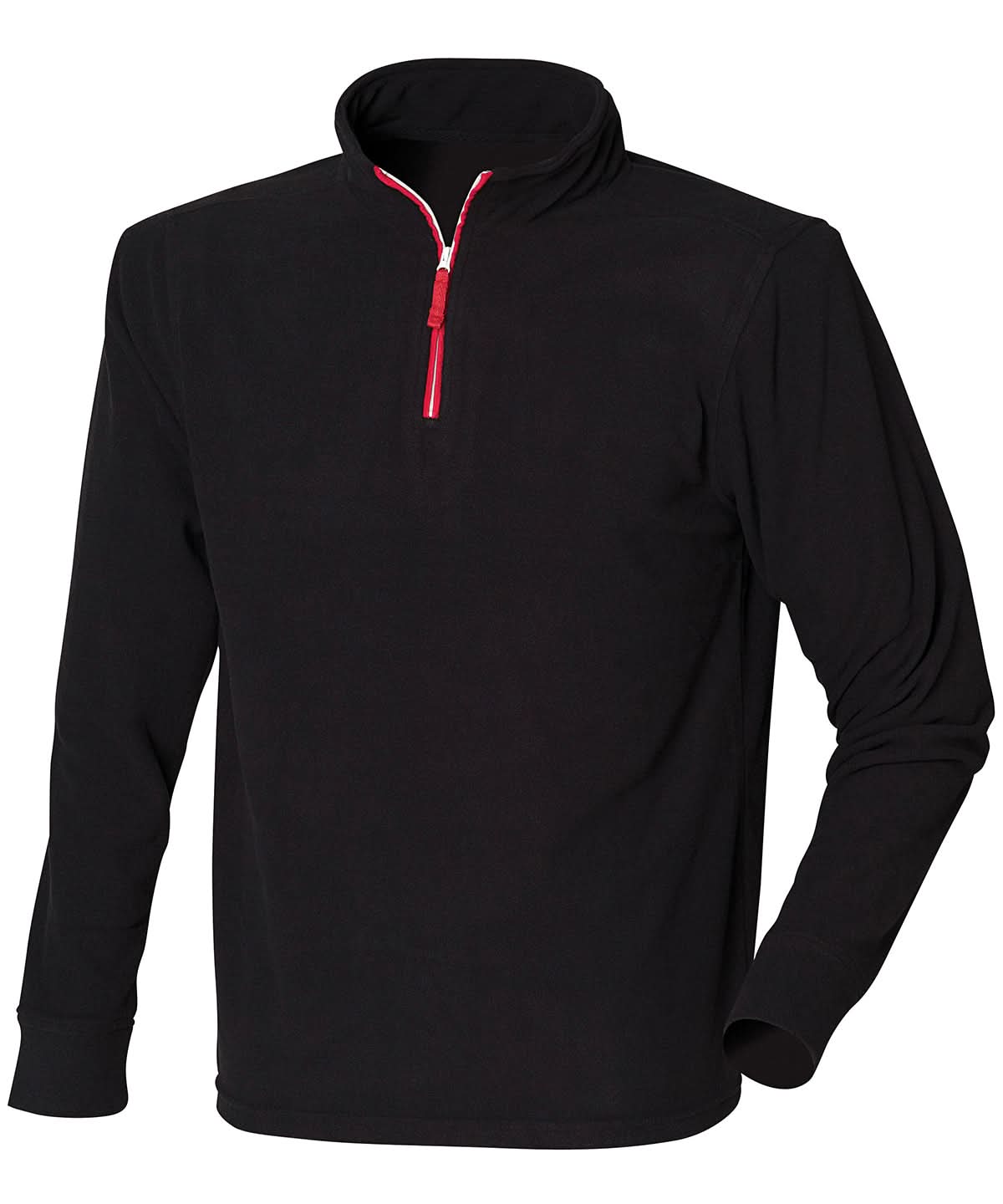 Finden &amp; Hales zip long sleeve fleece piped LV570 - Black Red White - Customisable Fleece