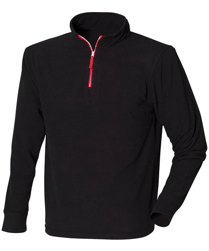 Finden &amp; Hales zip long sleeve fleece piped LV570 - Black Red White - Customisable Fleece