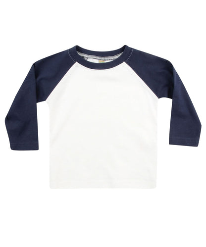 Larkwood Long Sleeve Baseball T Shirt LW25T - White Navy - Customisable T-Shirts