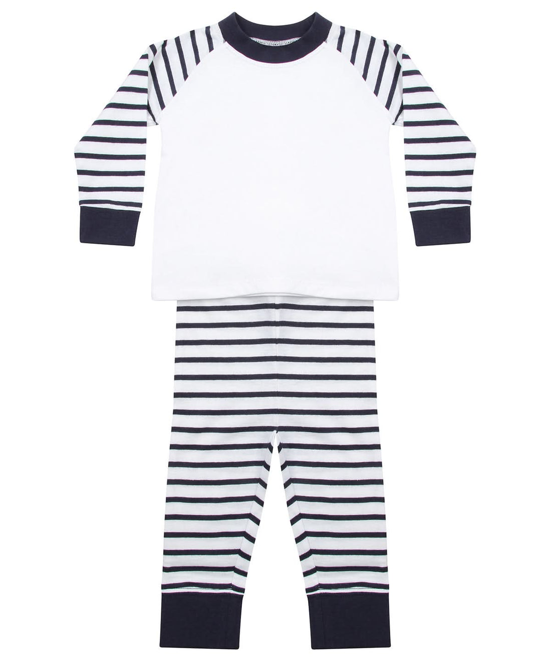 Larkwood Striped Pyjamas LW72T - Navy Stripe White - Customisable Pyjamas