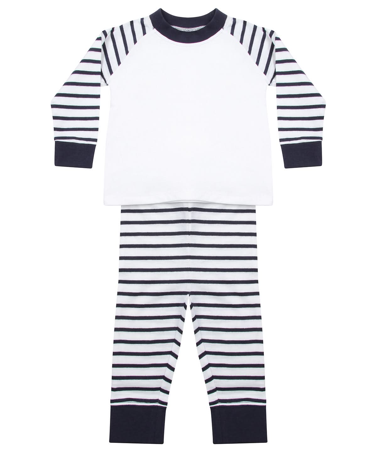 Larkwood Striped Pyjamas LW72T - Navy Stripe White - Customisable Pyjamas