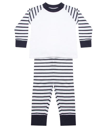 Larkwood Striped Pyjamas LW72T - Navy Stripe White - Customisable Pyjamas