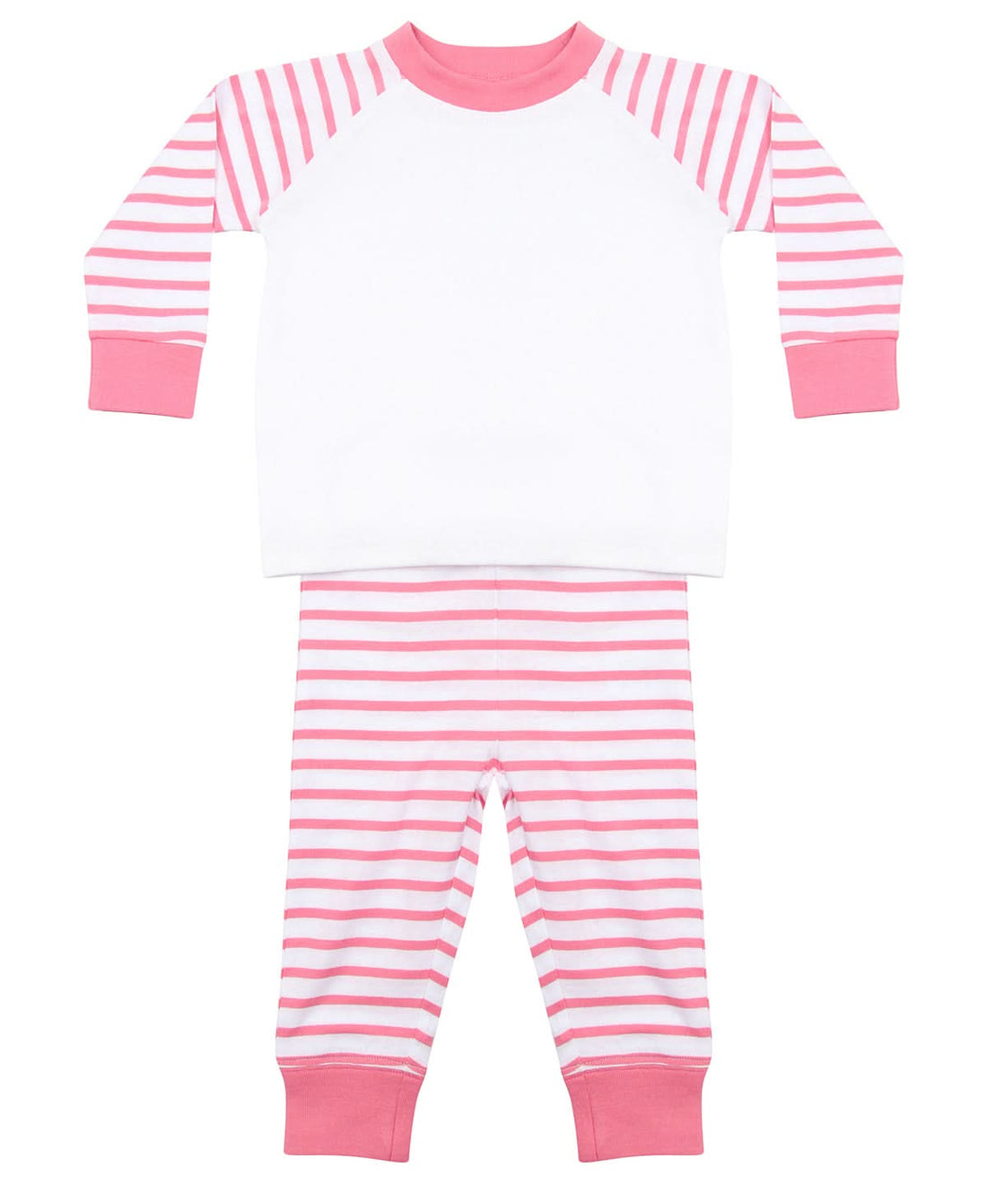 Larkwood Striped Pyjamas LW72T - Pink Stripe White - Customisable Pyjamas