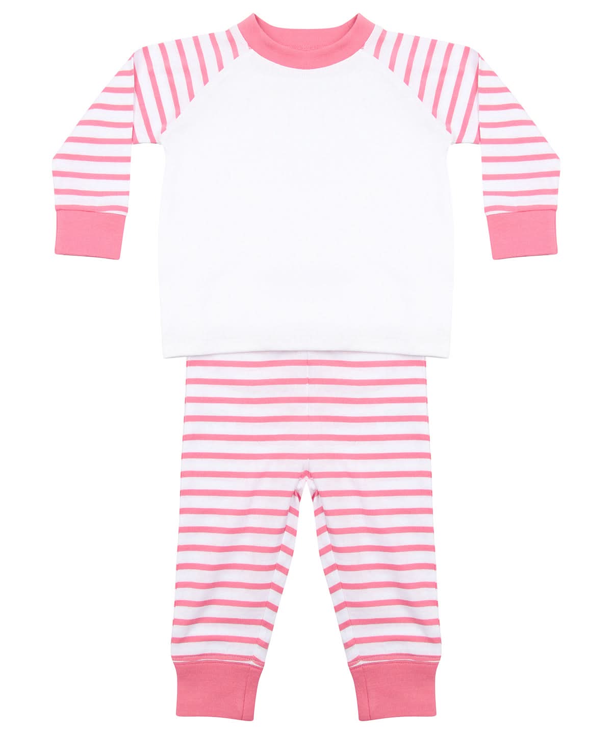 Larkwood Striped Pyjamas LW72T - Pink Stripe White - Customisable Pyjamas