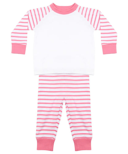 Larkwood Striped Pyjamas LW72T - Pink Stripe White - Customisable Pyjamas