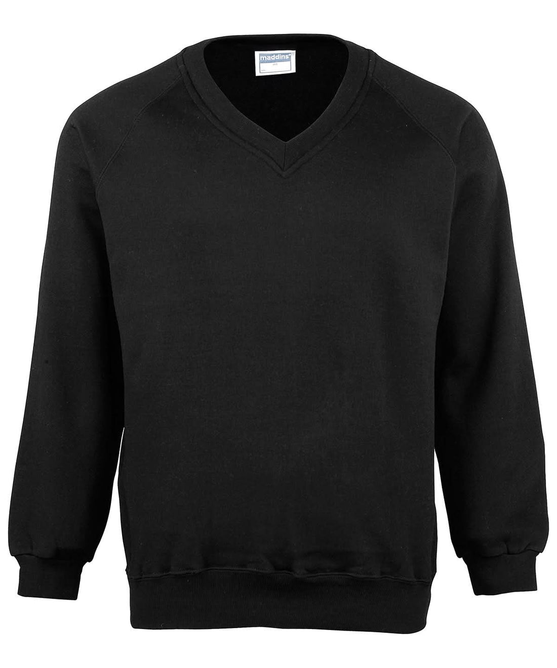 Maddins Kids Coloursure v neck sweatshirt MD02B - Black - Customisable Sweatshirts