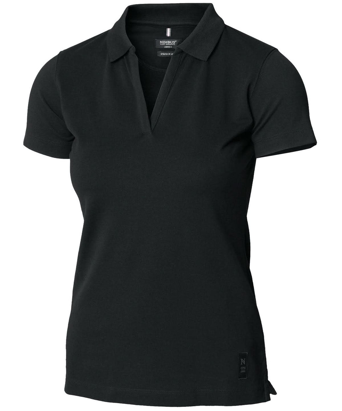 Nimbus Womens Harvard v neck stretch deluxe polo NB52F - Black - Customisable Polos