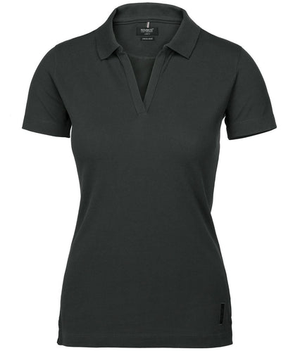 Nimbus Womens Harvard v neck stretch deluxe polo NB52F - Charcoal - Customisable Polos