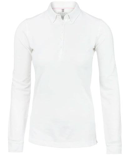 Nimbus Womens Carlington deluxe long sleeve polo NB71F - White - Customisable Polos