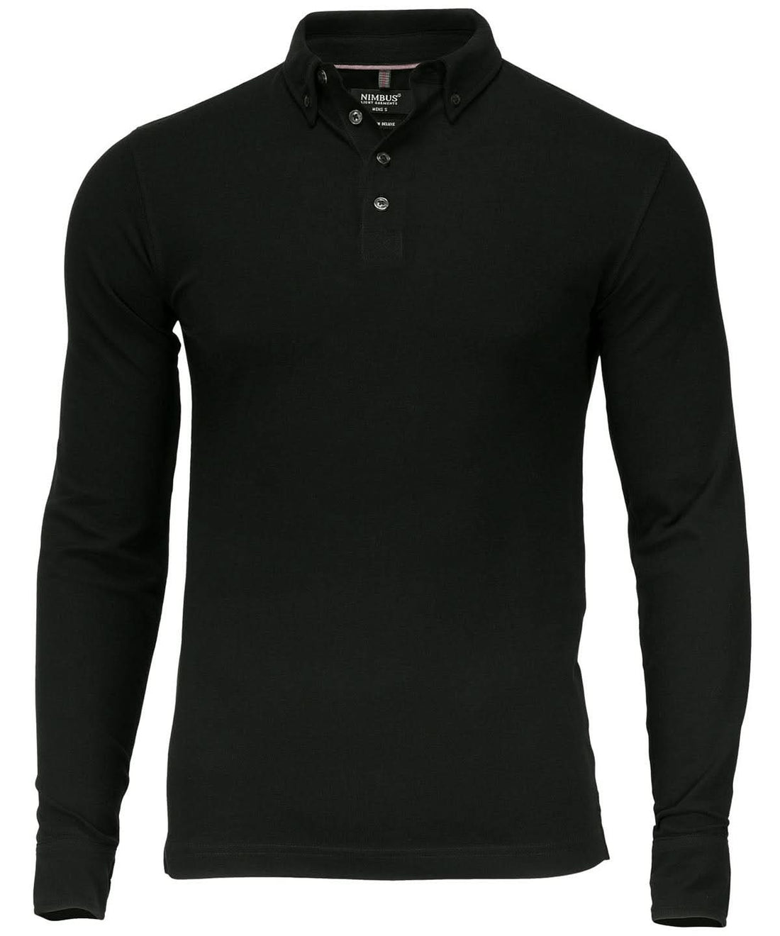 Nimbus Carlington deluxe long sleeve polo NB71M - Black - Customisable Polos