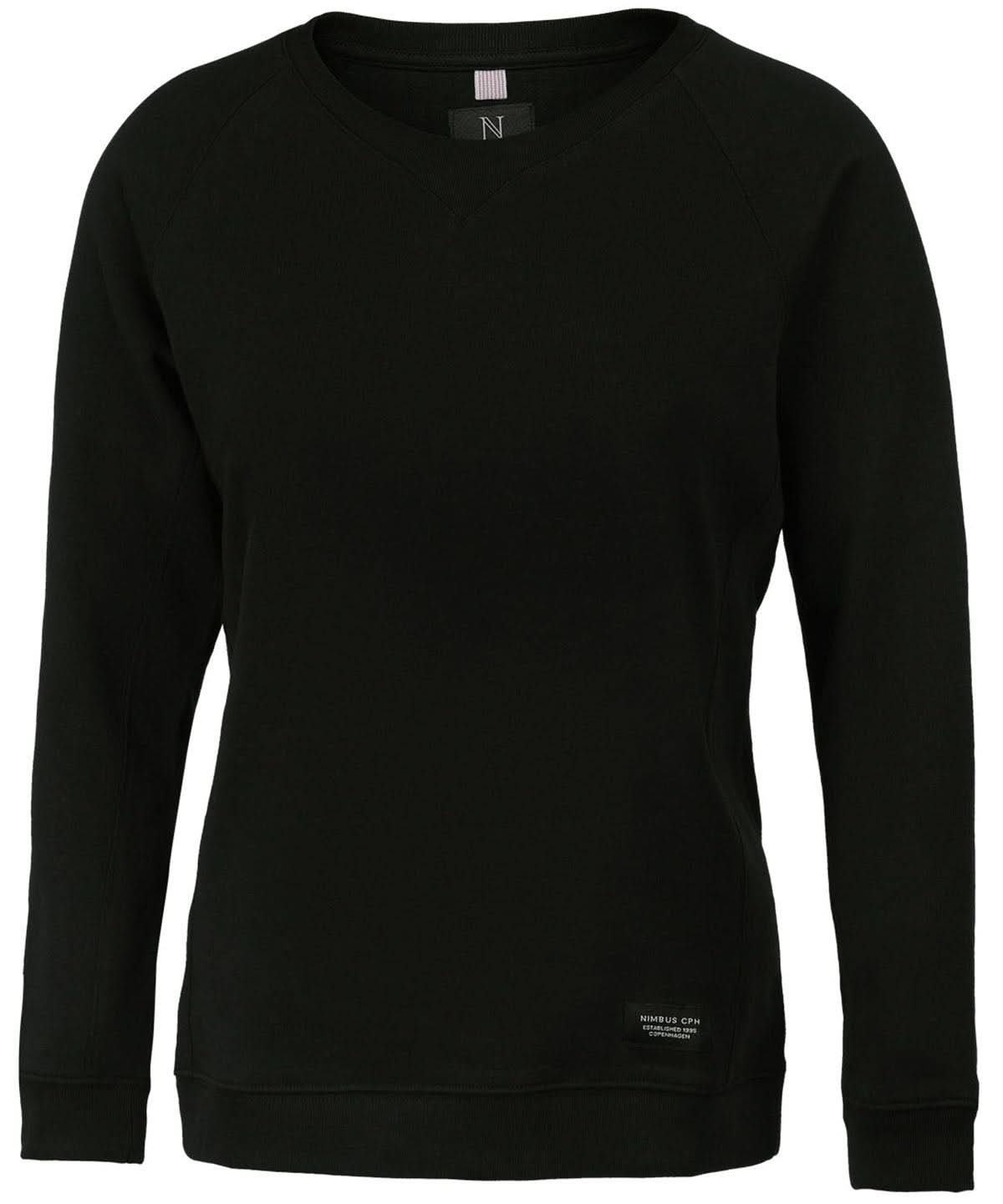 Nimbus Womens Newport luxury lightweight crewneck NB87F - Black - Customisable Sweatshirts