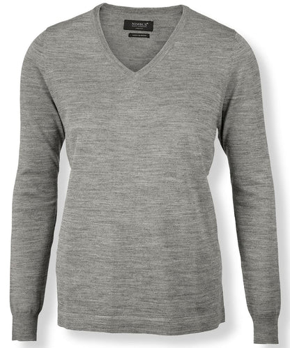 Nimbus Womens Ashbury classy luxury merino blend NB92F - Grey Melange - Customisable Knitted Jumpers