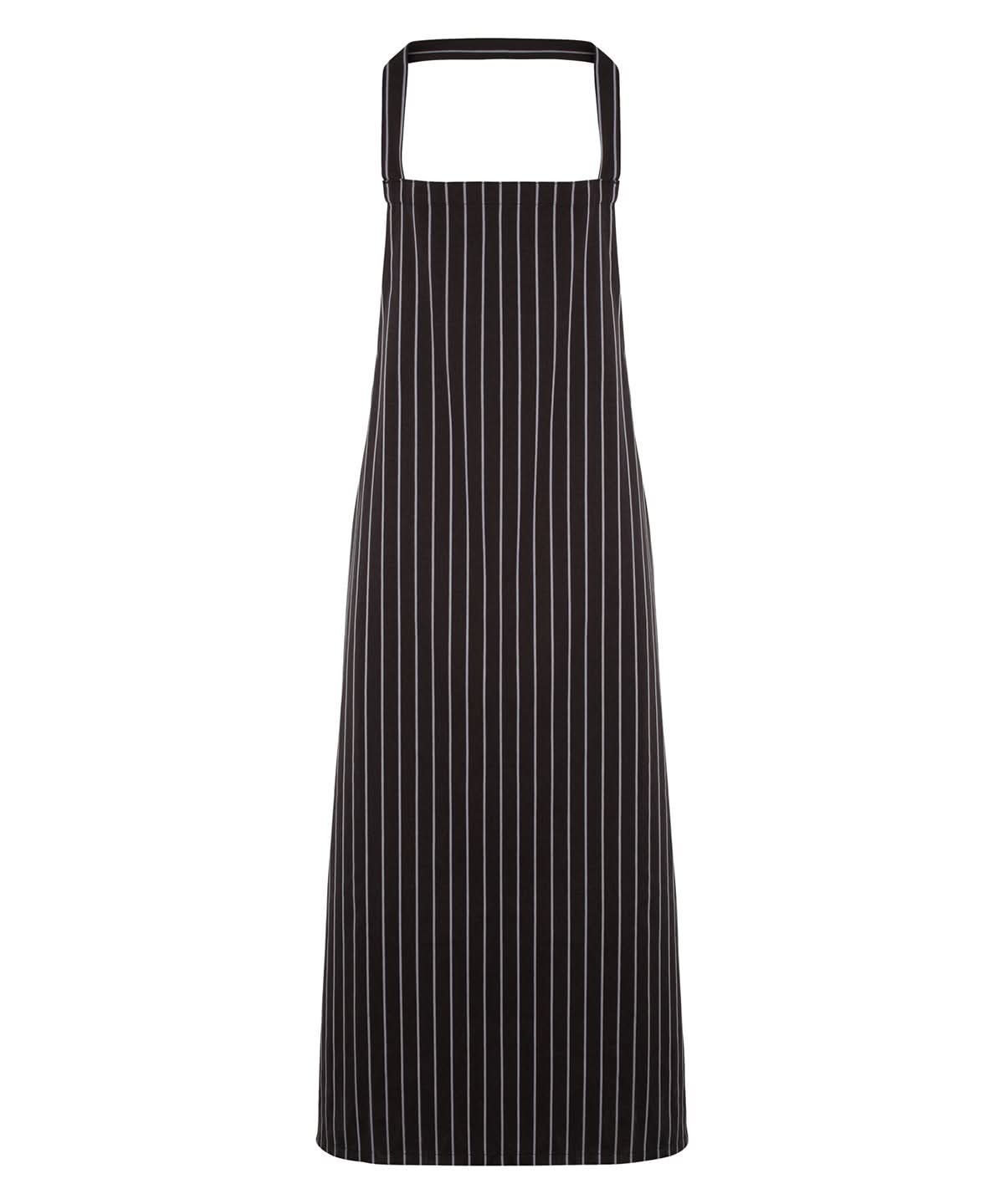 Premier Striped bib apron PR110 - Black Grey One size - Customisable Apron