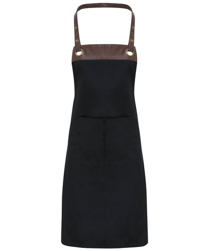 Premier Espresso bib apron PR123 - Black Brown One size - Customisable Apron