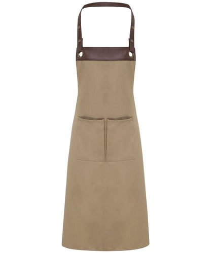 Premier Espresso bib apron PR123 - Khaki Brown One size - Customisable Apron