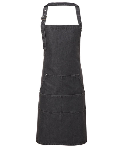 Premier Jeans stitch bib apron PR126 - Black Denim One size - Customisable Apron