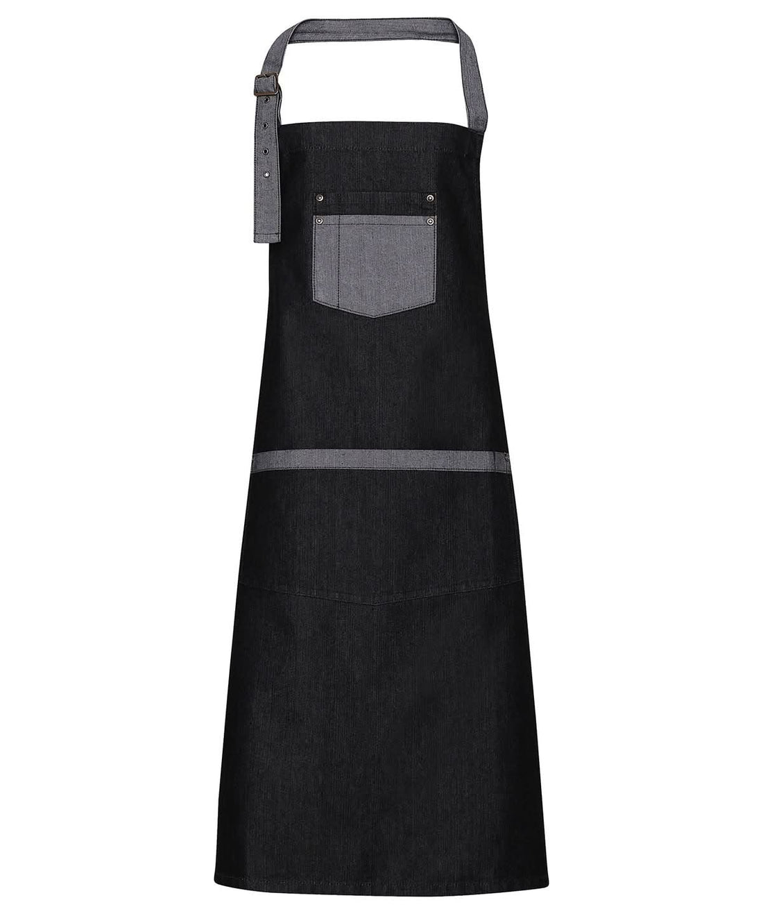 Premier Domain contrast denim bib apron PR127 - Black Denim One size - Customisable Apron