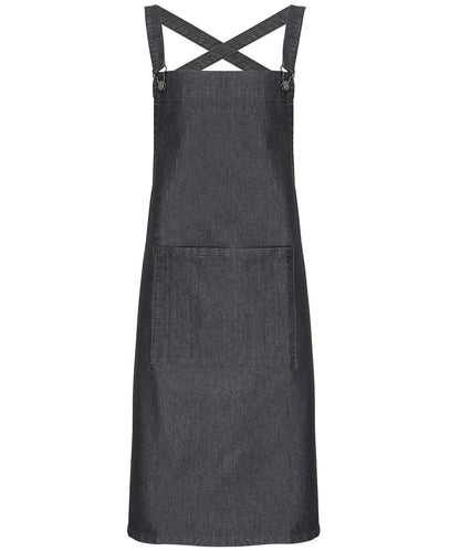 Premier Cross back barista bib apron PR129 - Black Denim One size - Customisable Apron