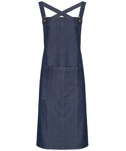 Premier Cross back barista bib apron PR129 - Indigo Denim One size - Customisable Apron