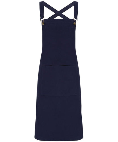 Premier Cross back barista bib apron PR129 - Navy One size - Customisable Apron