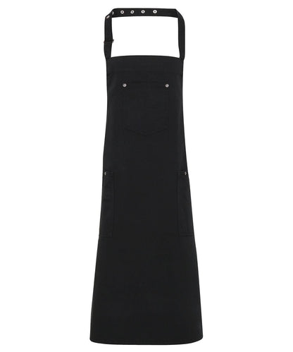 Premier Chino cotton bib apron PR132 - Black One size - Customisable Apron