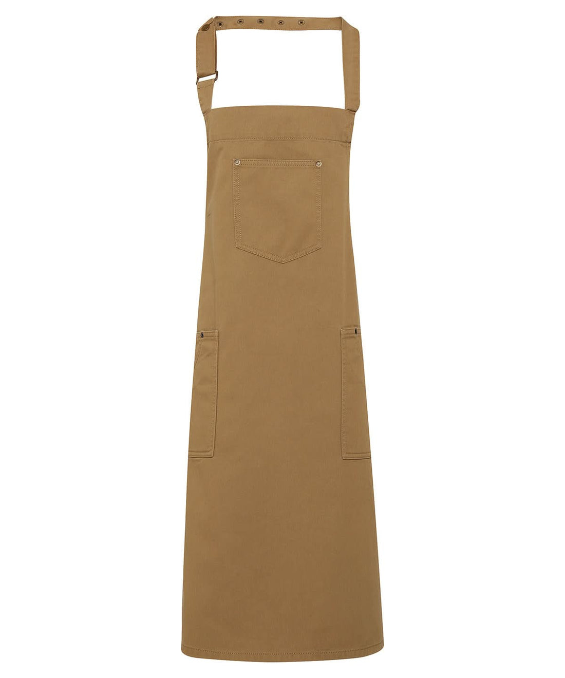 Premier Chino cotton bib apron PR132 - Khaki One size - Customisable Apron