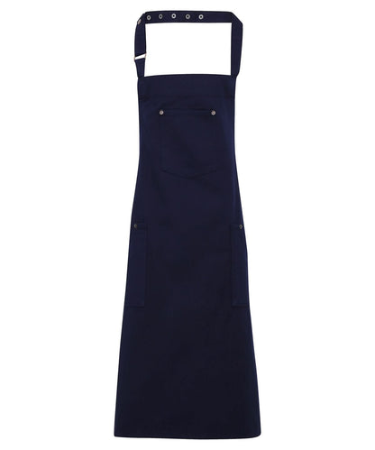 Premier Chino cotton bib apron PR132 - Navy One size - Customisable Apron