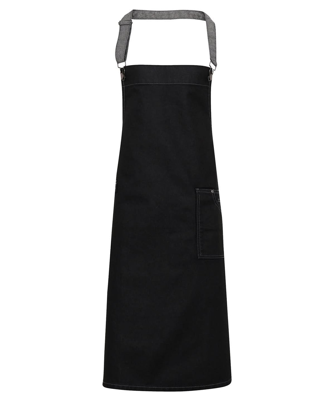 Premier District waxed look denim bib apron PR134 - Black Denim One size - Customisable Apron