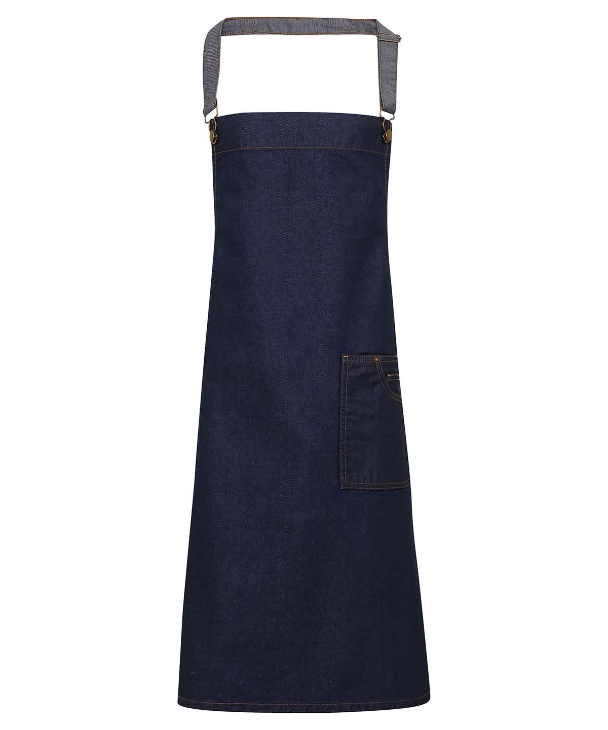 Premier District waxed look denim bib apron PR134 - Indigo Denim One size - Customisable Apron