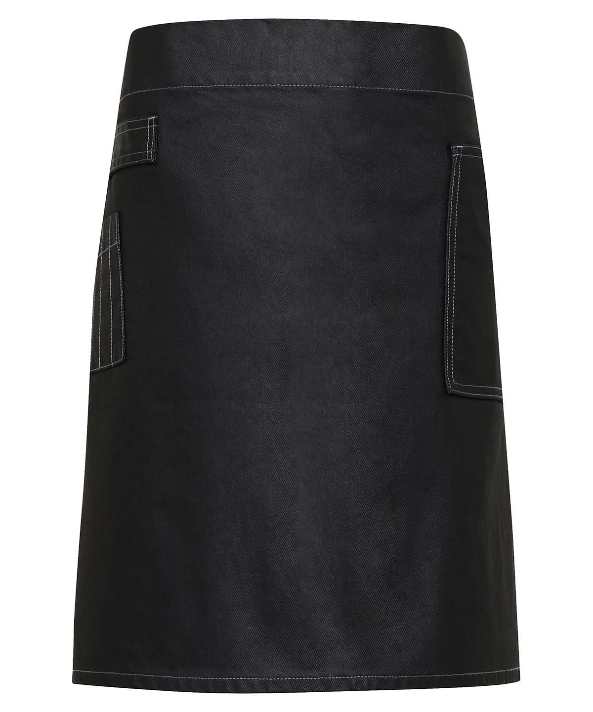 Premier Division waxed look denim waist apron PR135 - Black Denim One size - Customisable Apron