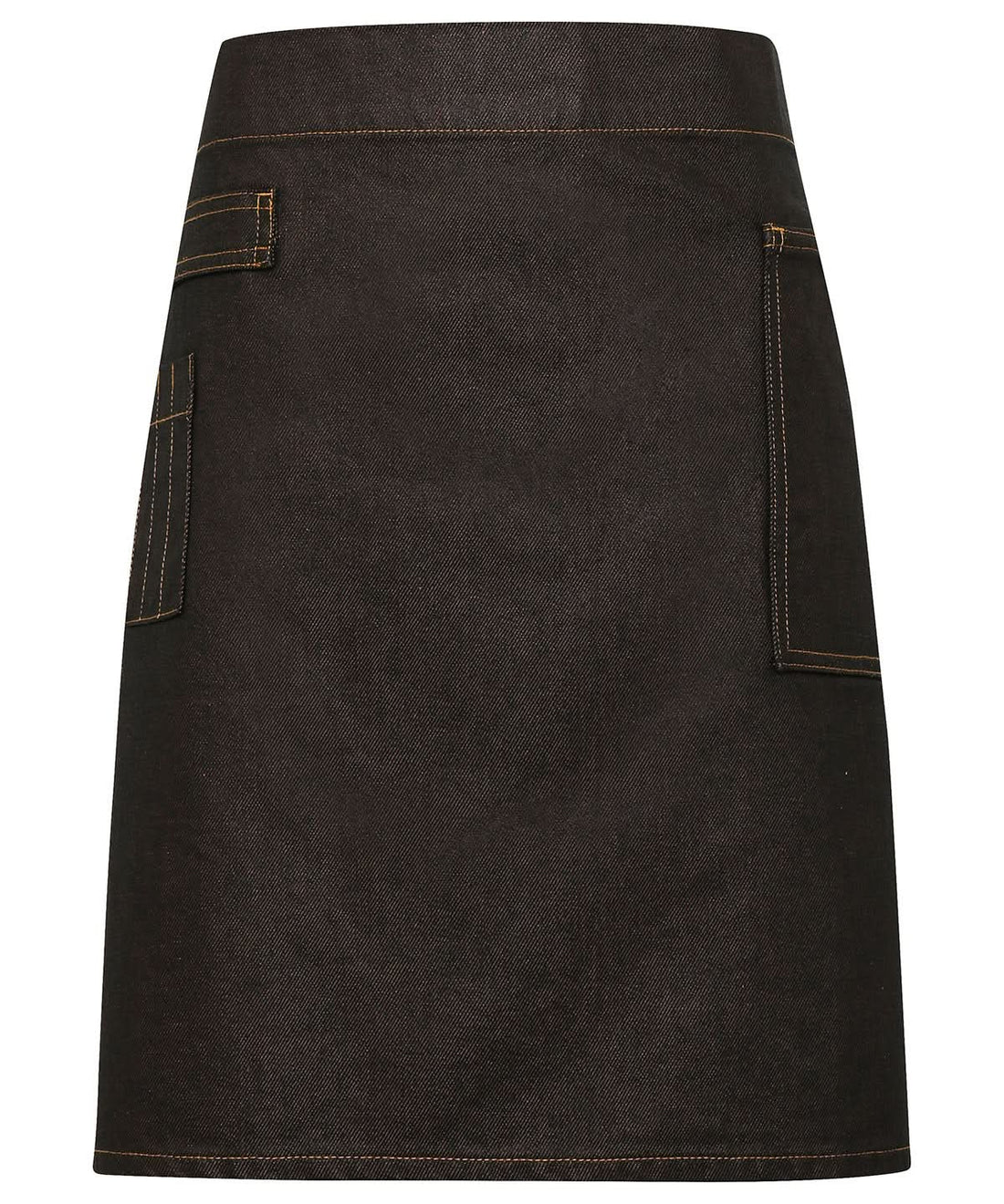 Premier Division waxed look denim waist apron PR135 - Black Tan Denim One size - Customisable Apron