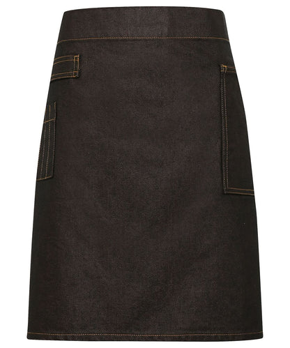 Premier Division waxed look denim waist apron PR135 - Black Tan Denim One size - Customisable Apron