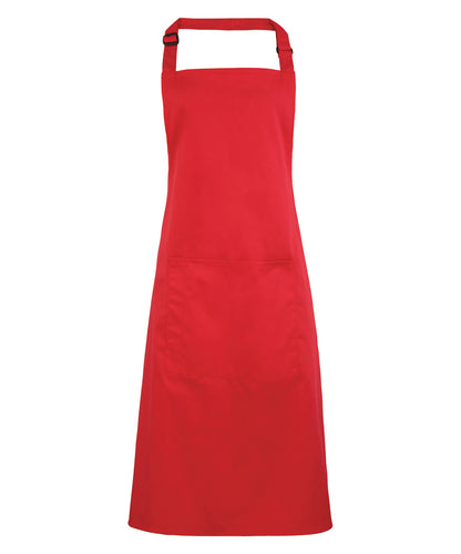 12 x Popular Bib Aprons with Pocket + Free Logo - Strawberry Red One size - Customisable Bundle