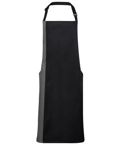 Premier Contrast bib apron PR162 - Black Dark Grey One size - Customisable Apron