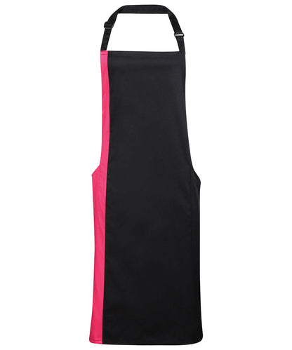 Premier Contrast bib apron PR162 - Black Hot Pink One size - Customisable Apron