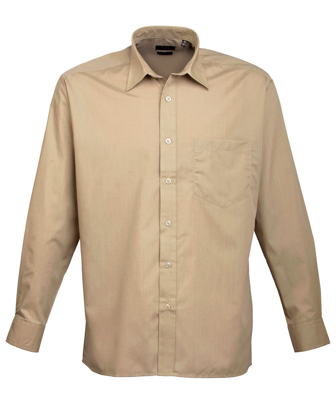 Premier Long sleeve poplin shirt Khaki PR200 - Khaki - Customisable Shirts