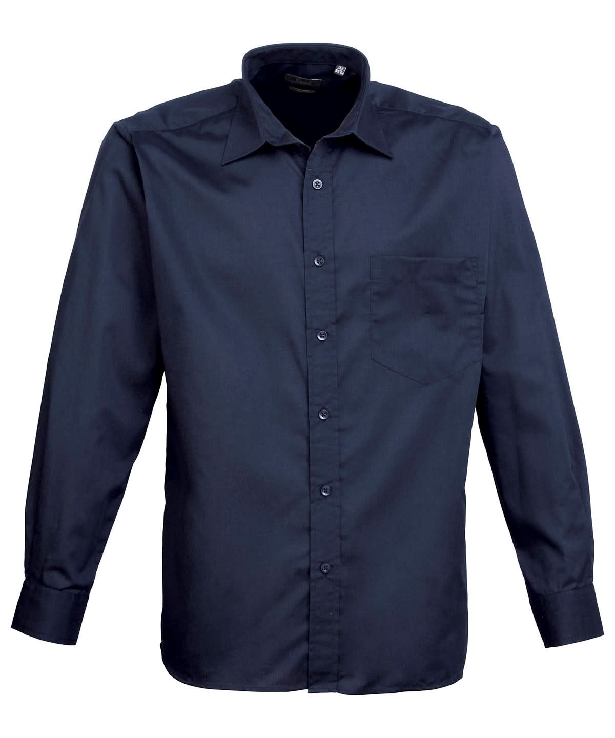 Premier Long sleeve poplin shirt Navy PR200 - Navy - Customisable Shirts